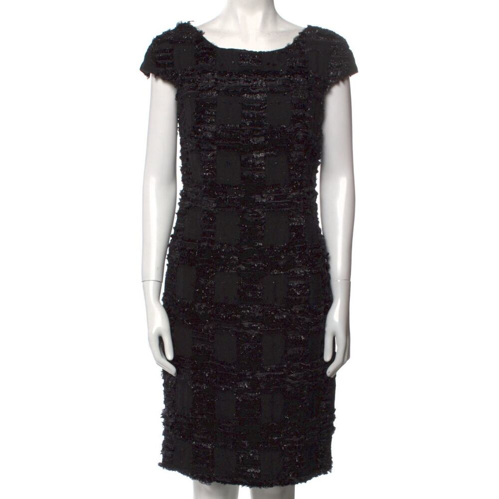 Theia Black Metallic Cocktail Dress Sz 2